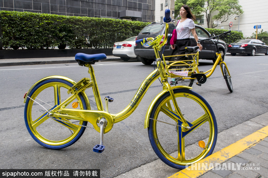 上海：共享單車顏色沒用完 酷騎土豪金配色“亮瞎眼”