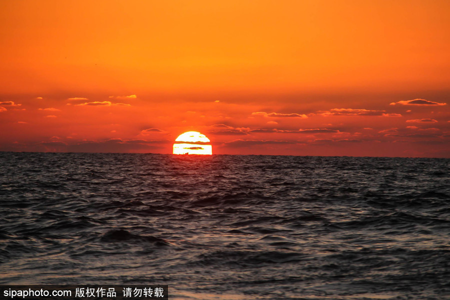 夕陽西下 加沙海邊日落美景