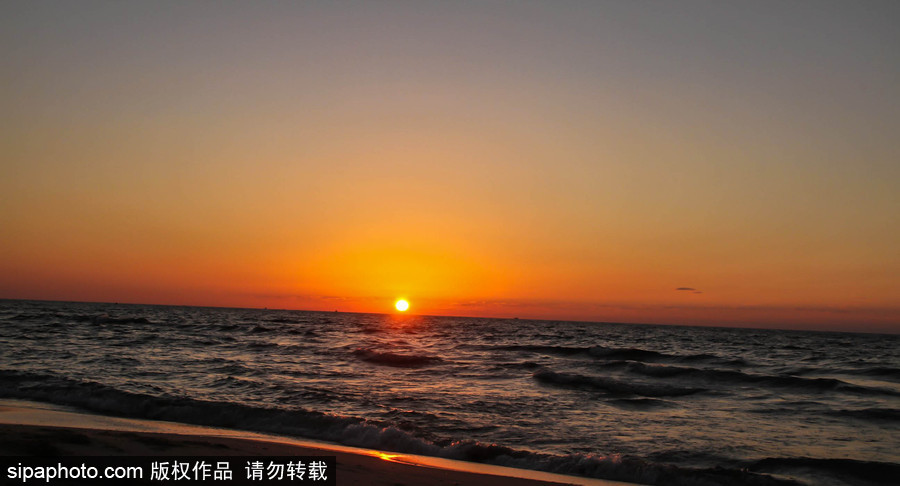 夕陽西下 加沙海邊日落美景