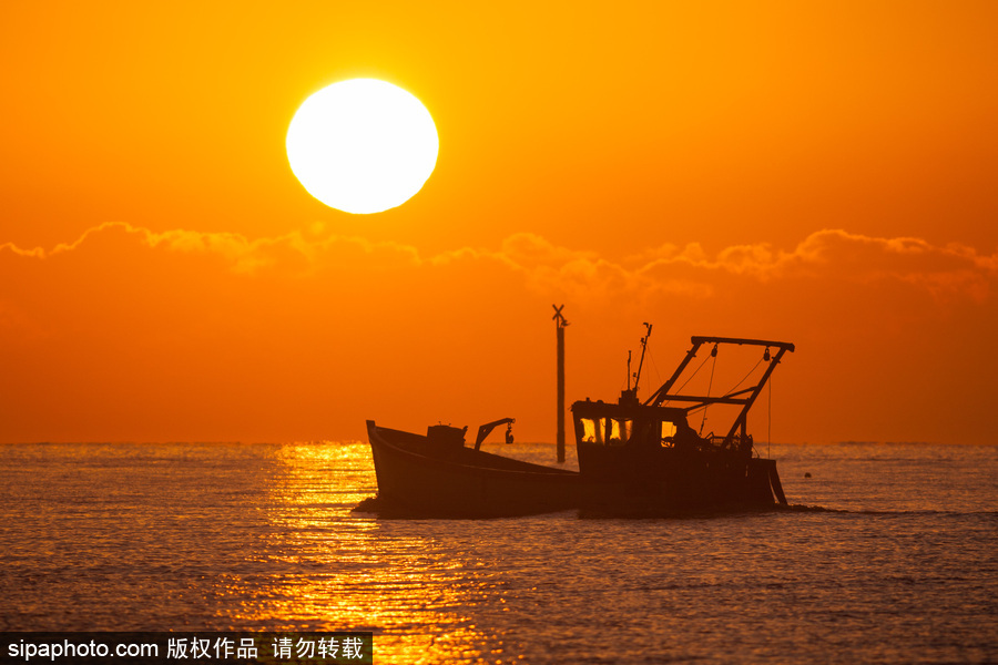 英國漢普郡海邊日出 日光柔和靜謐十足