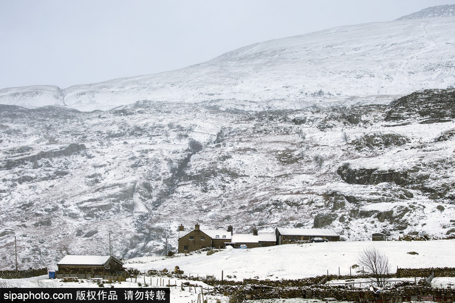 英國蘭伯利斯迎降雪天氣 一片銀裝素裹